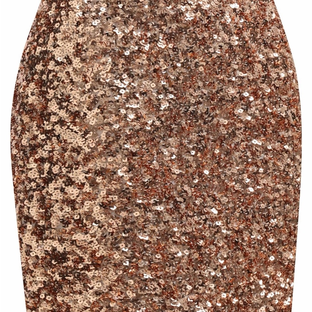 Shimmering Bronze Sequin Pencil Skirt